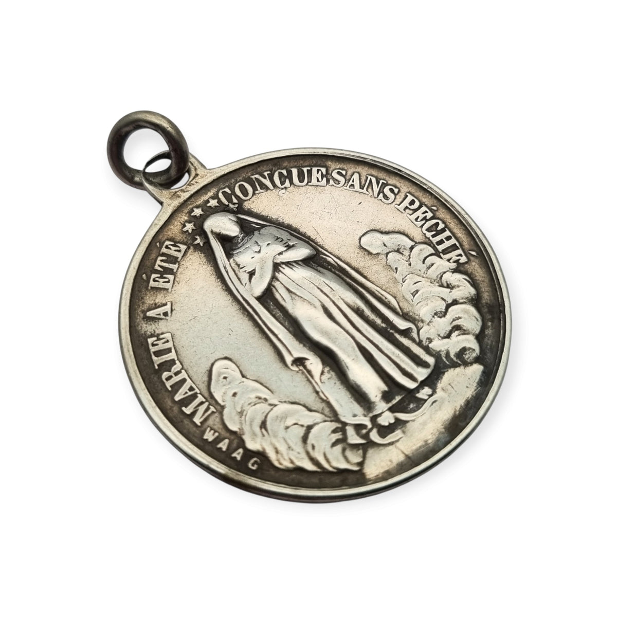 French silver medal of the Immaculate Conception and Sacred Heart, signed Waag, ca. 1880-1905