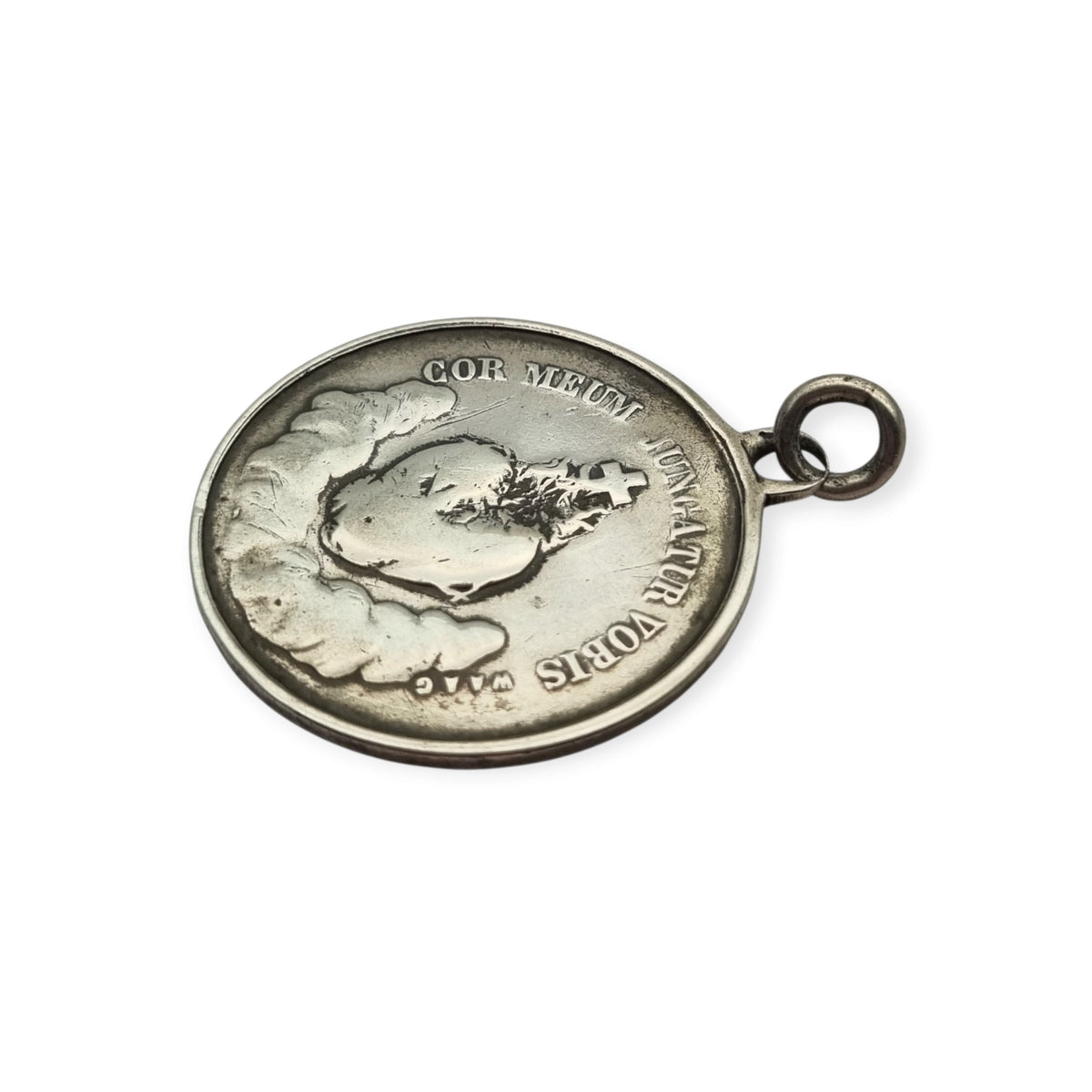 French silver medal of the Immaculate Conception and Sacred Heart, signed Waag, ca. 1880-1905