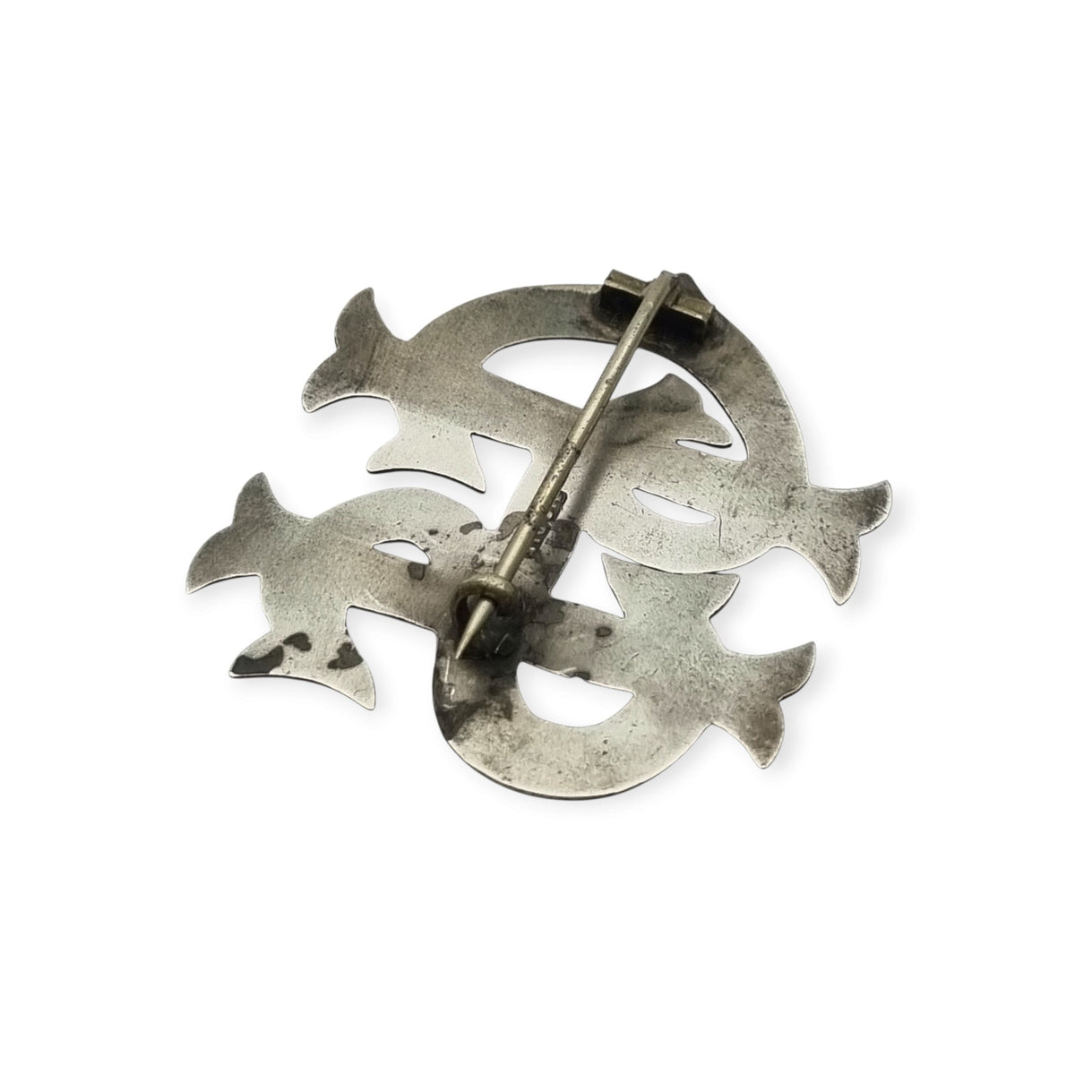 Antique Victorian sterling silver monogram brooch STG SIL, ca. 1890-1920