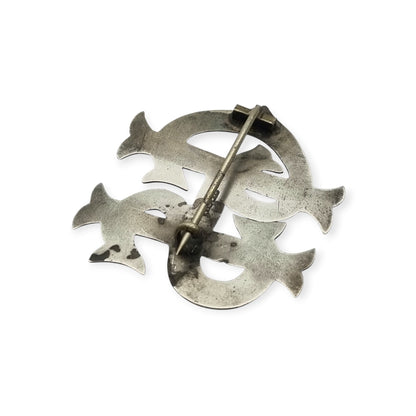 Antique Victorian sterling silver monogram brooch STG SIL, ca. 1890-1920