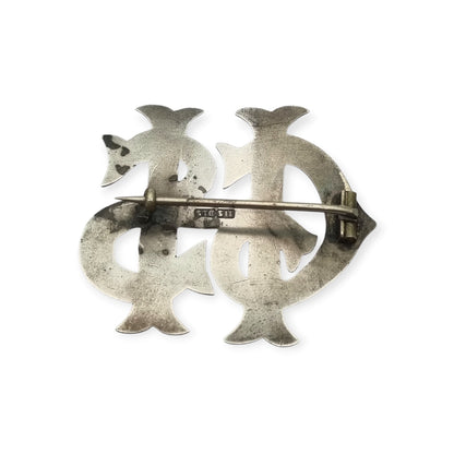 Antique Victorian sterling silver monogram brooch STG SIL, ca. 1890-1920