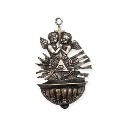 Benditera antigua Ojo de la Providencia de Simon Rosenau en plata 800, Alemania ca. 1890-1910