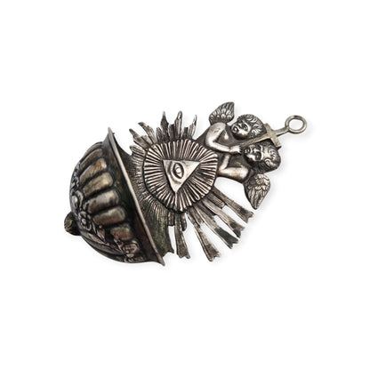 Benditera antigua Ojo de la Providencia de Simon Rosenau en plata 800, Alemania ca. 1890-1910