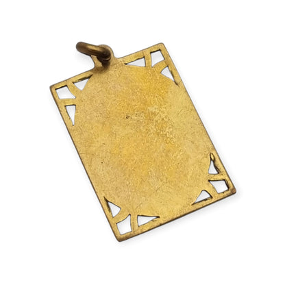 Medalla religiosa antigua esmaltada con Ángel de la Guarda, estilo Art Déco, circa 1920-1930