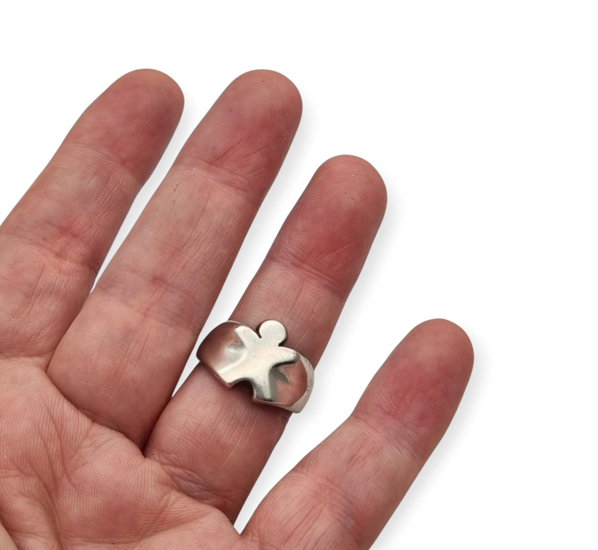 Vintage 925 sterling silver ring, organic sculptural design, 1980s–90s