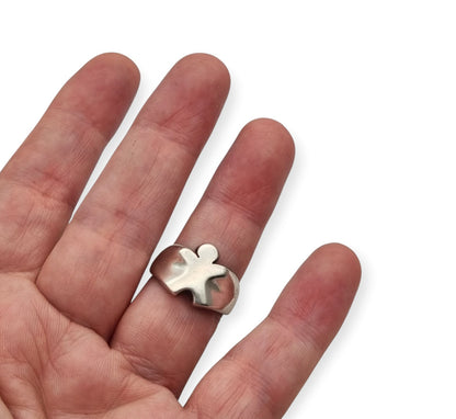 Vintage 925 sterling silver ring, organic sculptural design, 1980s–90s