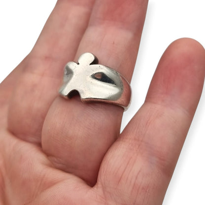 Vintage 925 sterling silver ring, organic sculptural design, 1980s–90s
