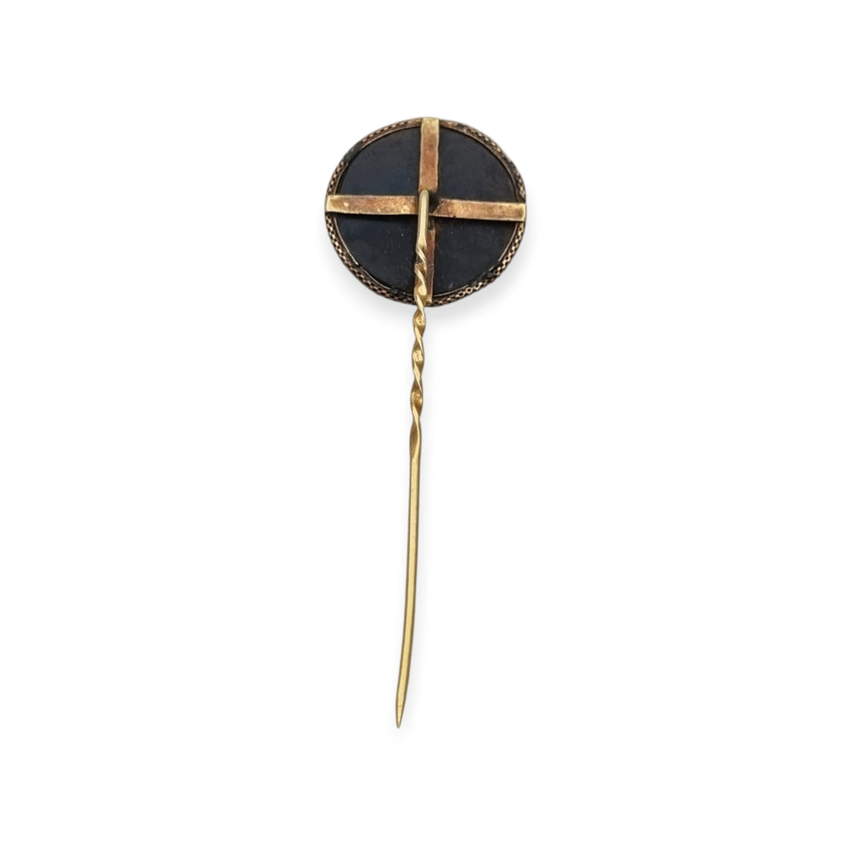 Antique Italian Grand Tour Micro-mosaic Pin on Black Glass, ca. 1880–1910