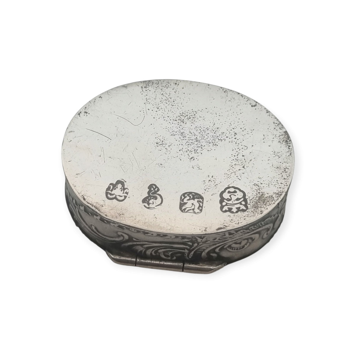 Antique Hanau silver historicist box with pastoral scene, Germany, circa 1900