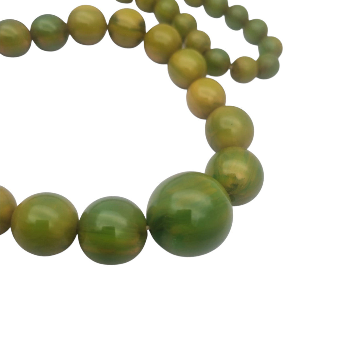 Antique Art Deco apple green bakelite bead necklace, circa 1930