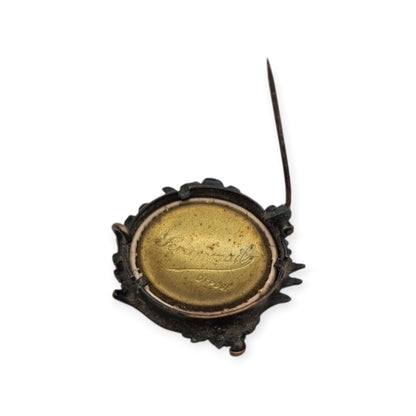 Broche antiguo Art Nouveau de joyería sentimental y de luto con retrato fotográfico, Europa, ca. 1900–1920