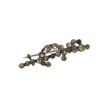 Antique Victorian sword and crescent moon brooch with rhinestones, Europe, ca. 1890–1910