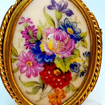 Broche Vintage/Broche Limoges/Broche Francés. de porcelana Limoges.