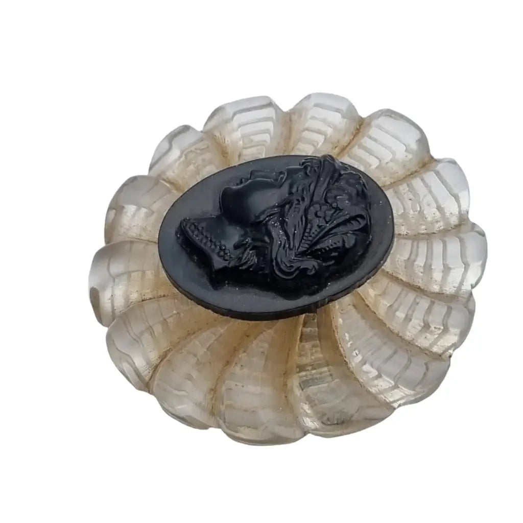 Broche camafeo para mujer bisutería vintage pin delicado negro