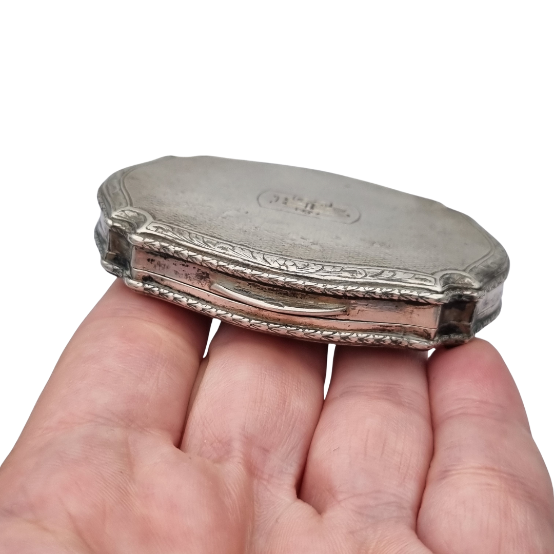 Italian L&N .800 Silver Powder Compact with Mirror and Lipstick Holder, Art Deco Makeup Case, circa 1930