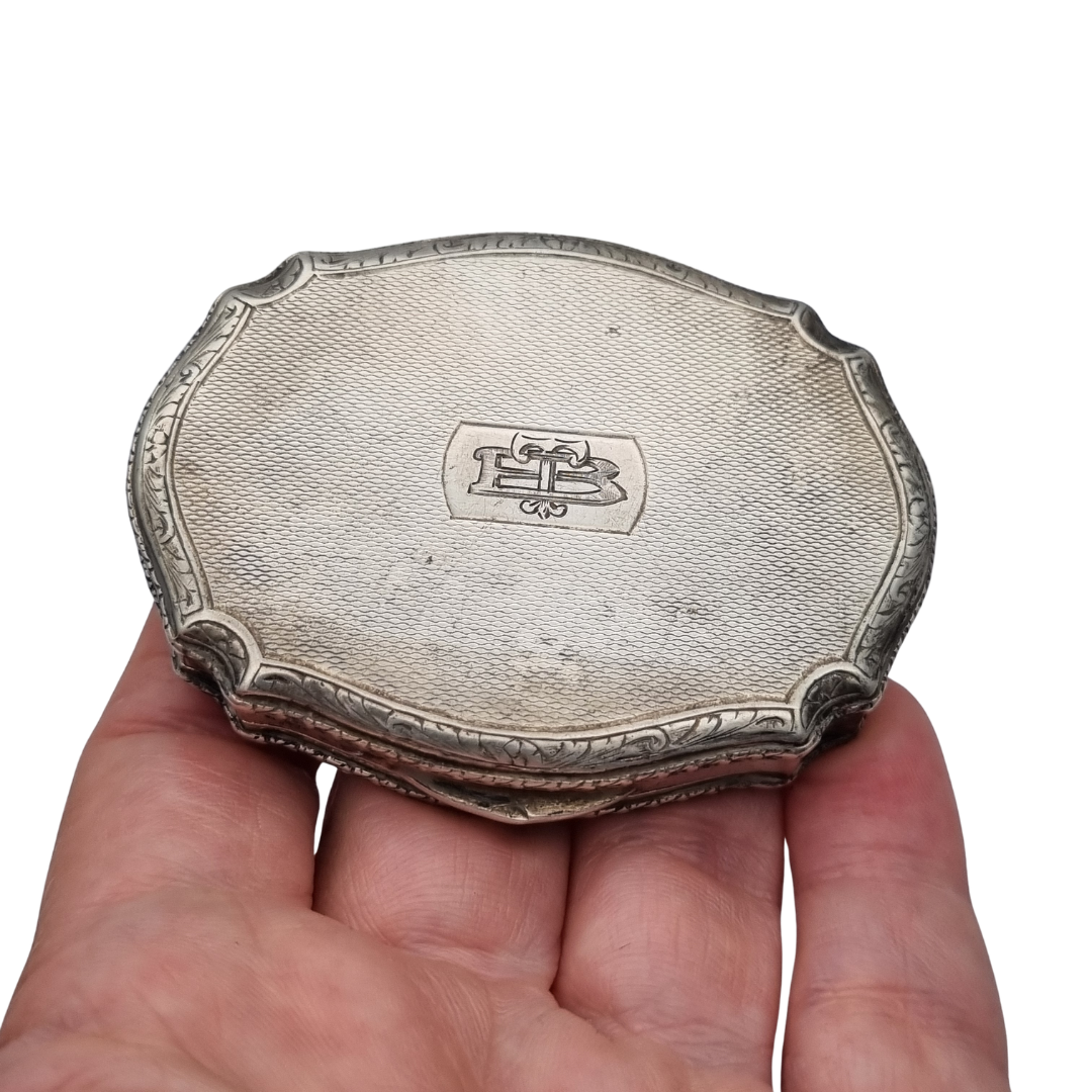 Italian L&N .800 Silver Powder Compact with Mirror and Lipstick Holder, Art Deco Makeup Case, circa 1930