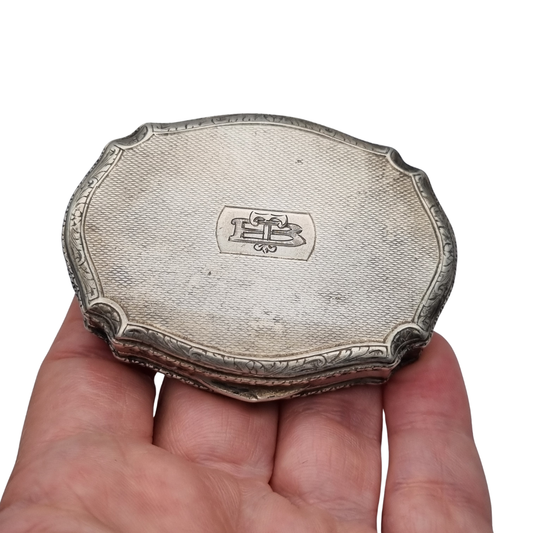Polvera de plata 800 L&N italiana con espejo y porta labial, estuche de maquillaje Art Déco, circa 1930