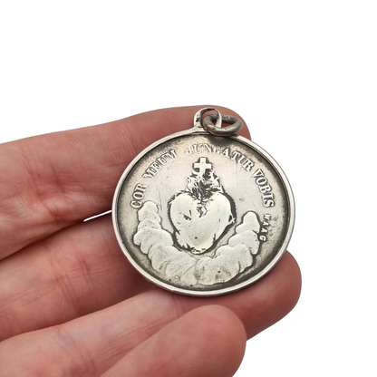 French silver medal of the Immaculate Conception and Sacred Heart, signed Waag, ca. 1880-1905