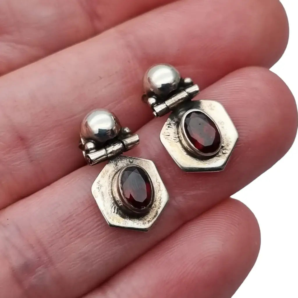 Pendientes de granate para mujer NOS plata ley 925 estilo boho verano