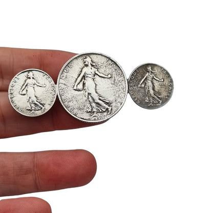 French brooch with original silver coins from 1916, Art Deco