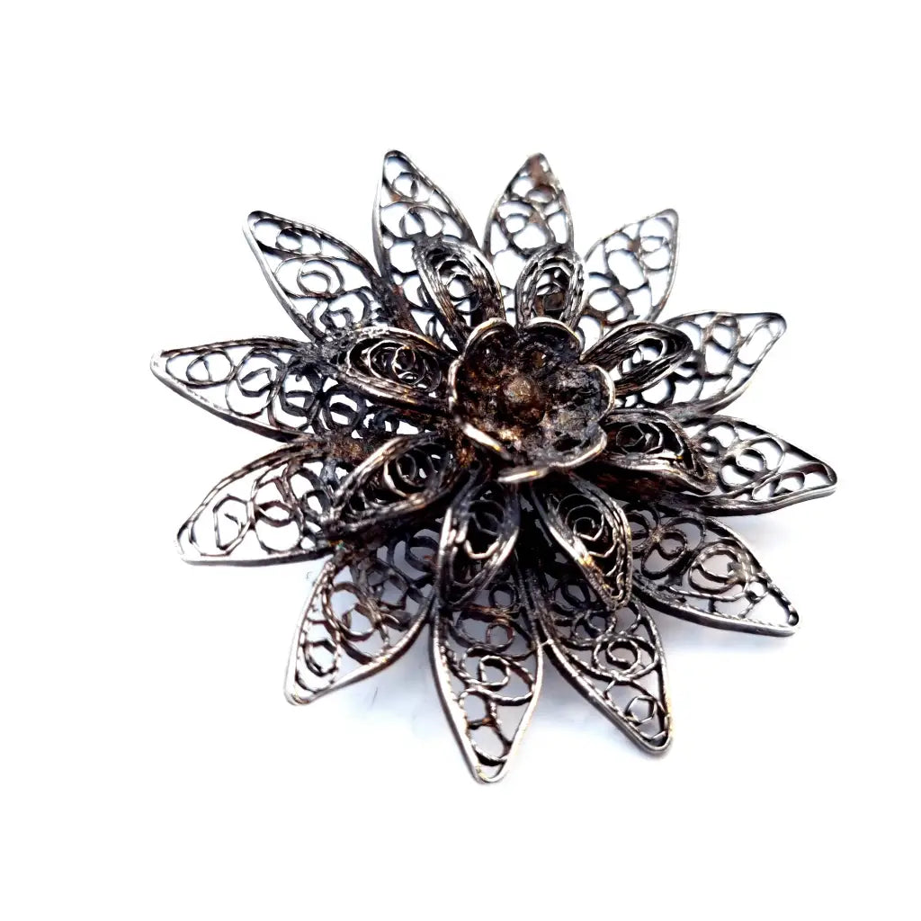 Estrella de filigrana plata. Broche Circa 1960. Joyas