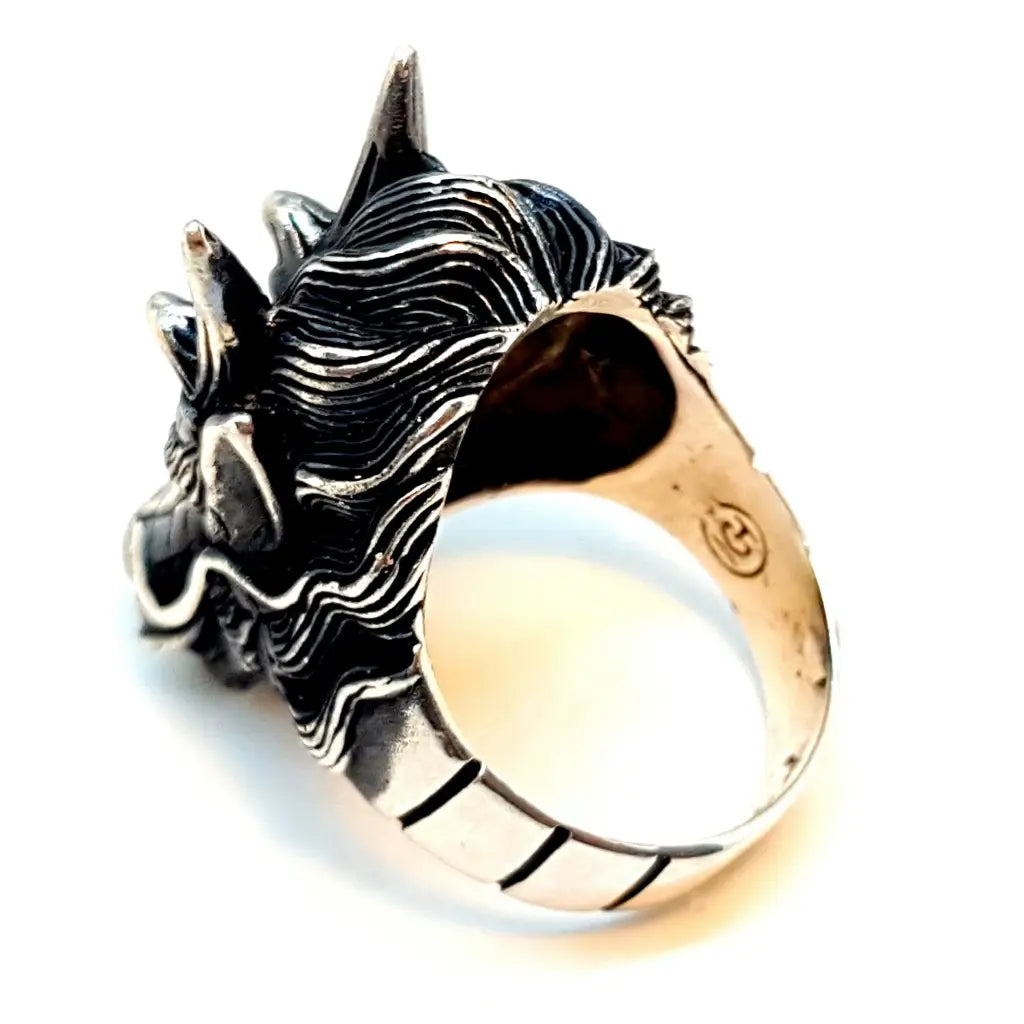 Anillo de plata dragón ley 925 dragones cabeza joyería