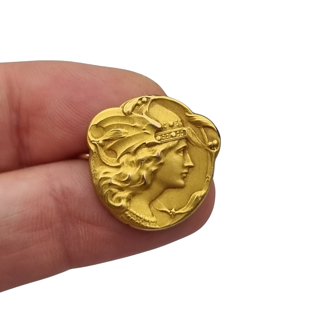 FIX Art Nouveau rolled gold brooch signed Becker, Marianne, circa 1900