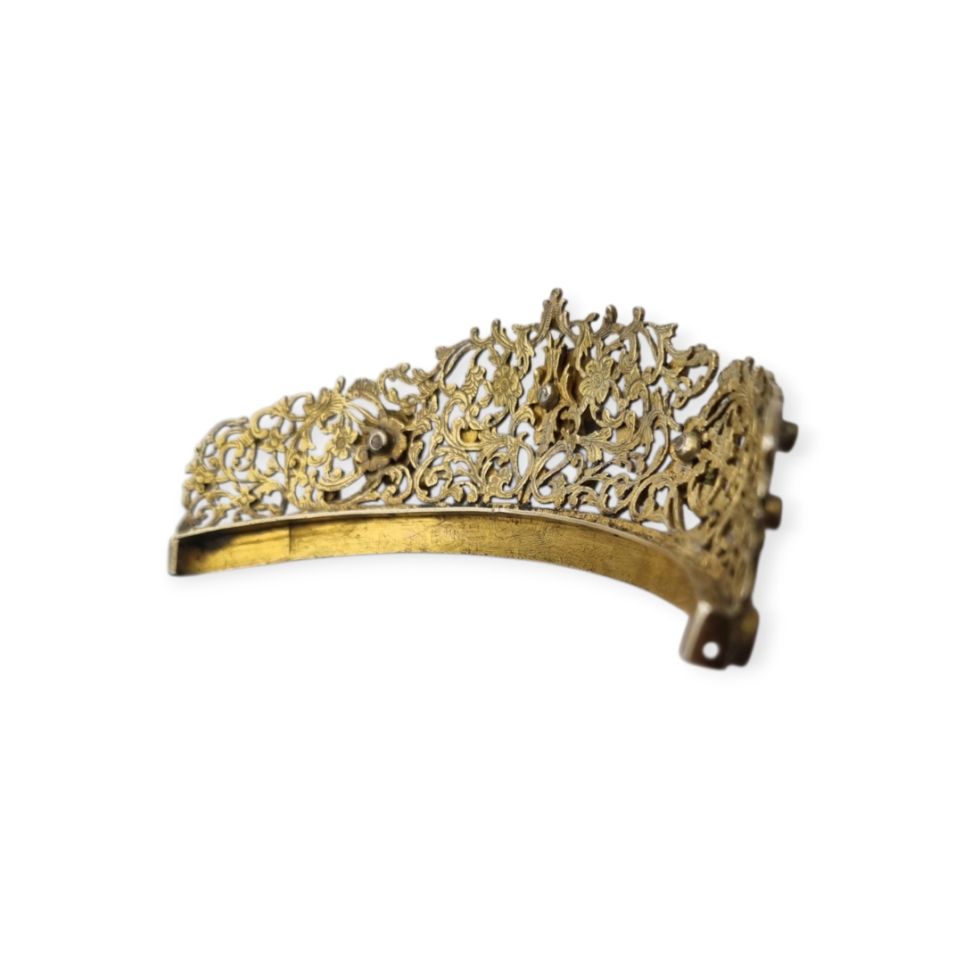 Austro-Hungarian Victorian tiara in gilded silver with turquoise, garnets, and moonstone, late Romantic, c. 1880–1900