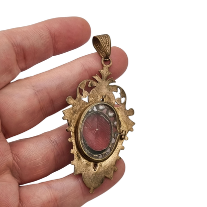 Antique Victorian mourning locket and sentimental jewelry with onyx and rhinestones, Spain, ca. 1890–1920