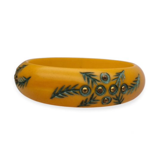 Art Deco butterscotch-style bracelet with floral decoration, ca. 1930-1945