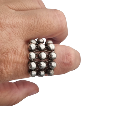 Handmade ethnic ring with boho sphere design, 20th century, geometric structure