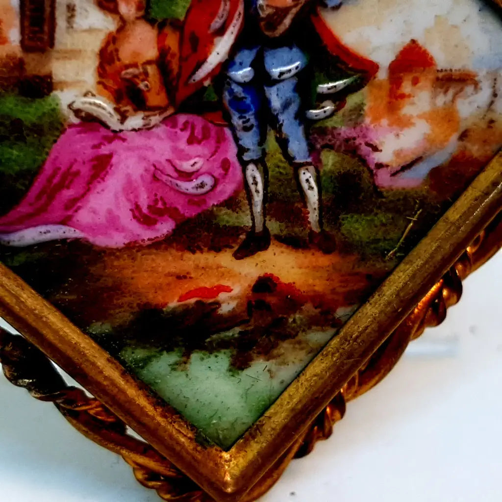 Broche vintage de Limoges francés porcelana Limoges.