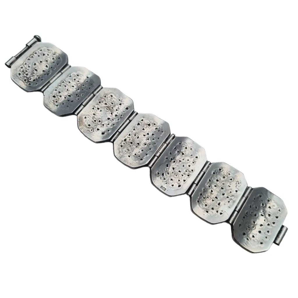 Pulsera de plata chunky para mujer grande punzonado en ley regalo