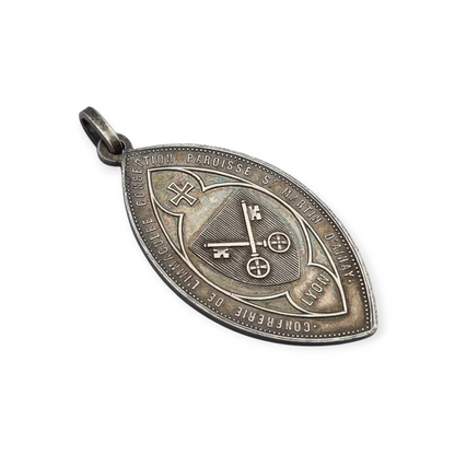 Antique religious medal in silver, Immaculate Virgin, Lyon circa 190