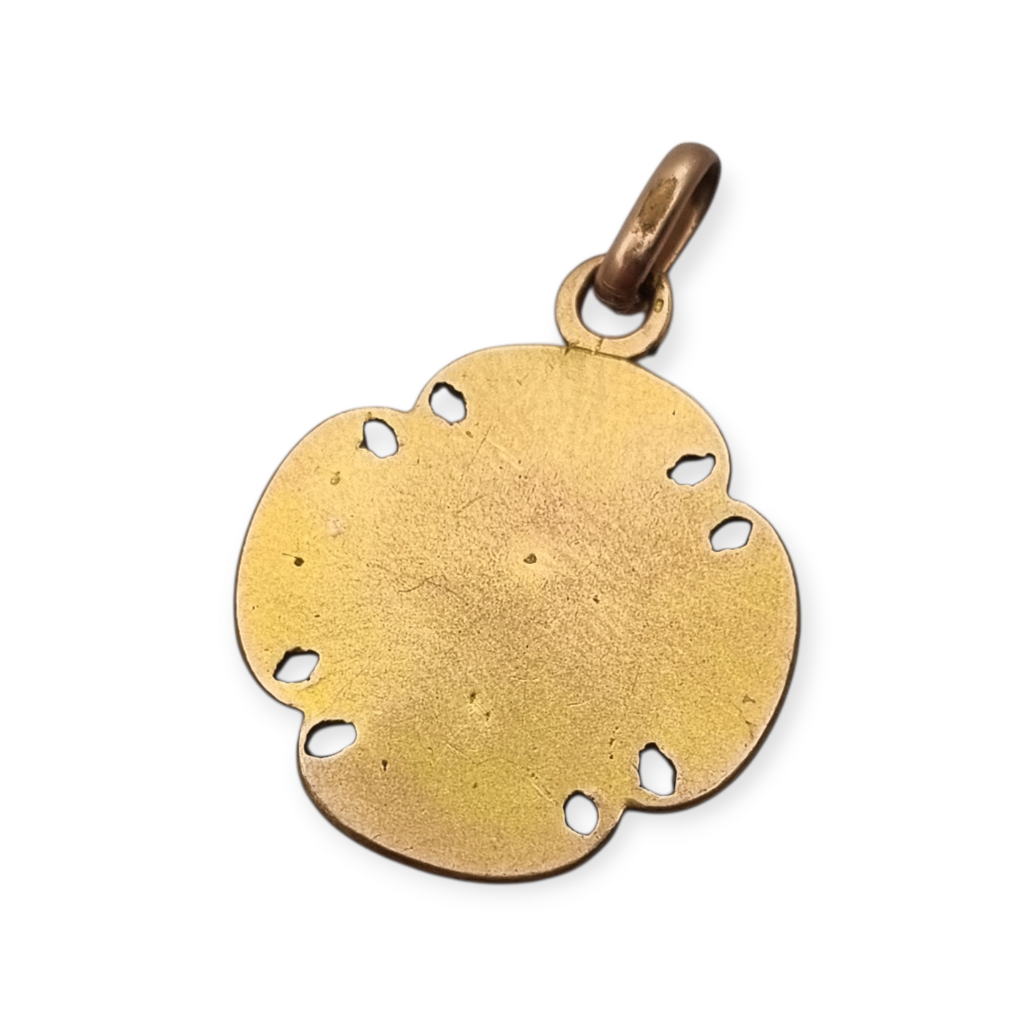 Antique religious medal in openwork gilt cross with chalice, circa 1920