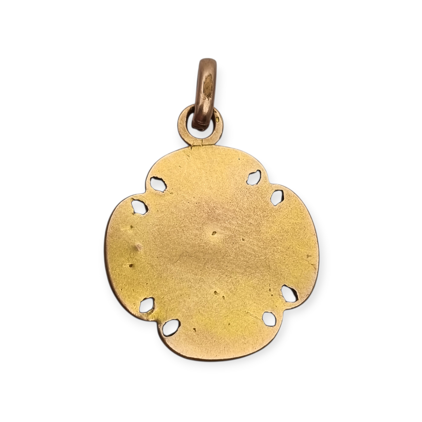 Antique religious medal in openwork gilt cross with chalice, circa 1920