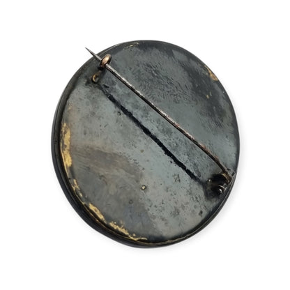 Victorian vulcanite mourning brooch with classic cameo, circa 1890