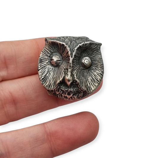 800 silver box in the shape of a winking owl, Italy circa 1970