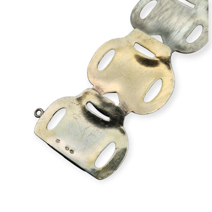 Brazalete francés Art Déco en plata vermeil diseño geométrico circa 1920