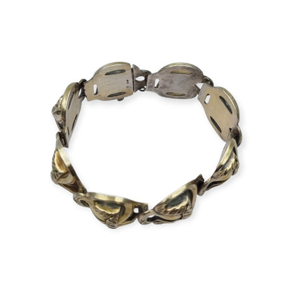 Brazalete francés Art Déco en plata vermeil diseño geométrico circa 1920