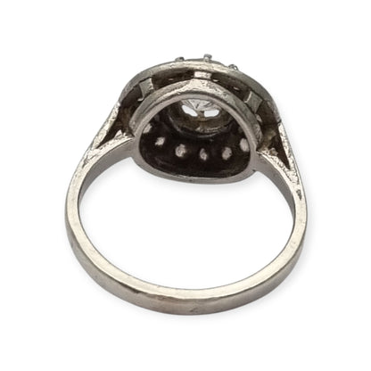 Anillo vintage en plata y circonitas, diseño cóctel  Art Decó, circa 1970-80