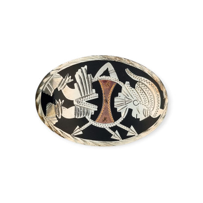 Mexican Aztec warrior brooch in 925 silver, Los Castillo circa 1970