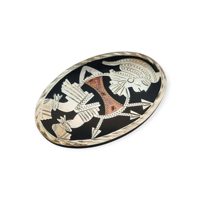 Mexican Aztec warrior brooch in 925 silver, Los Castillo circa 1970