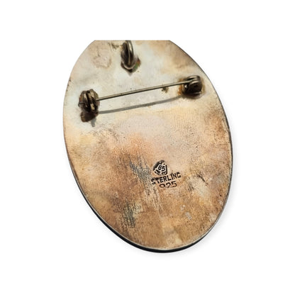 Mexican Aztec warrior brooch in 925 silver, Los Castillo circa 1970