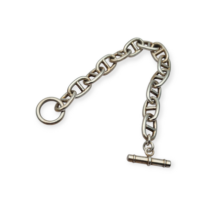 Pulsera vintage de eslabones en plata 925 maciza con cierre toggle, circa 1970