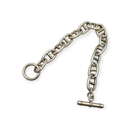 Pulsera vintage de eslabones en plata 925 maciza con cierre toggle, circa 1970