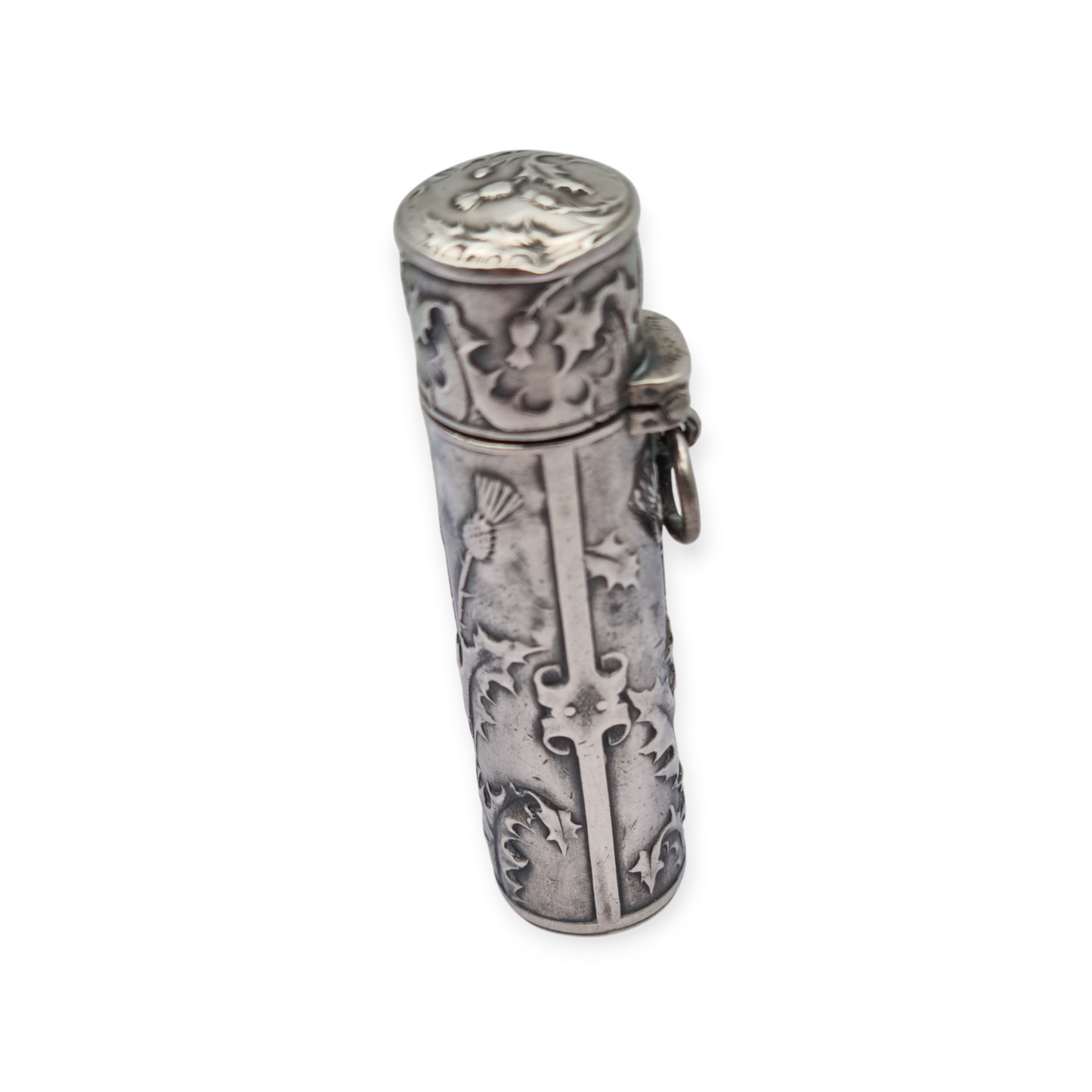 Art Nouveau ointment bottle for chatelaine in silver, circa 1900