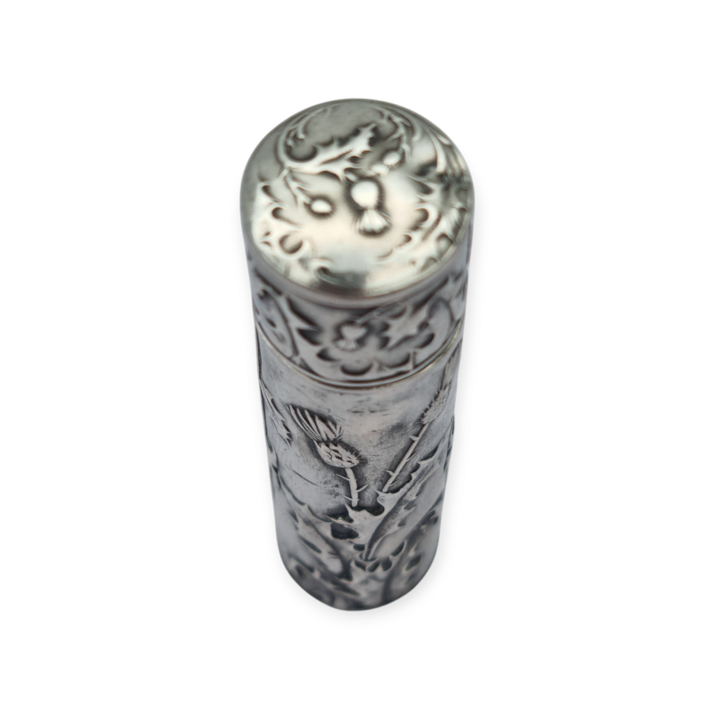 Art Nouveau ointment bottle for chatelaine in silver, circa 1900