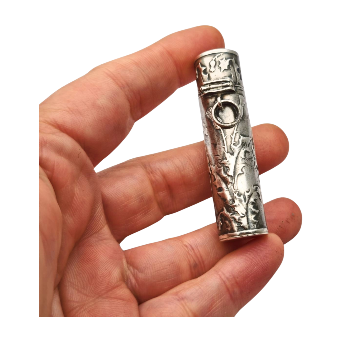 Art Nouveau ointment bottle for chatelaine in silver, circa 1900