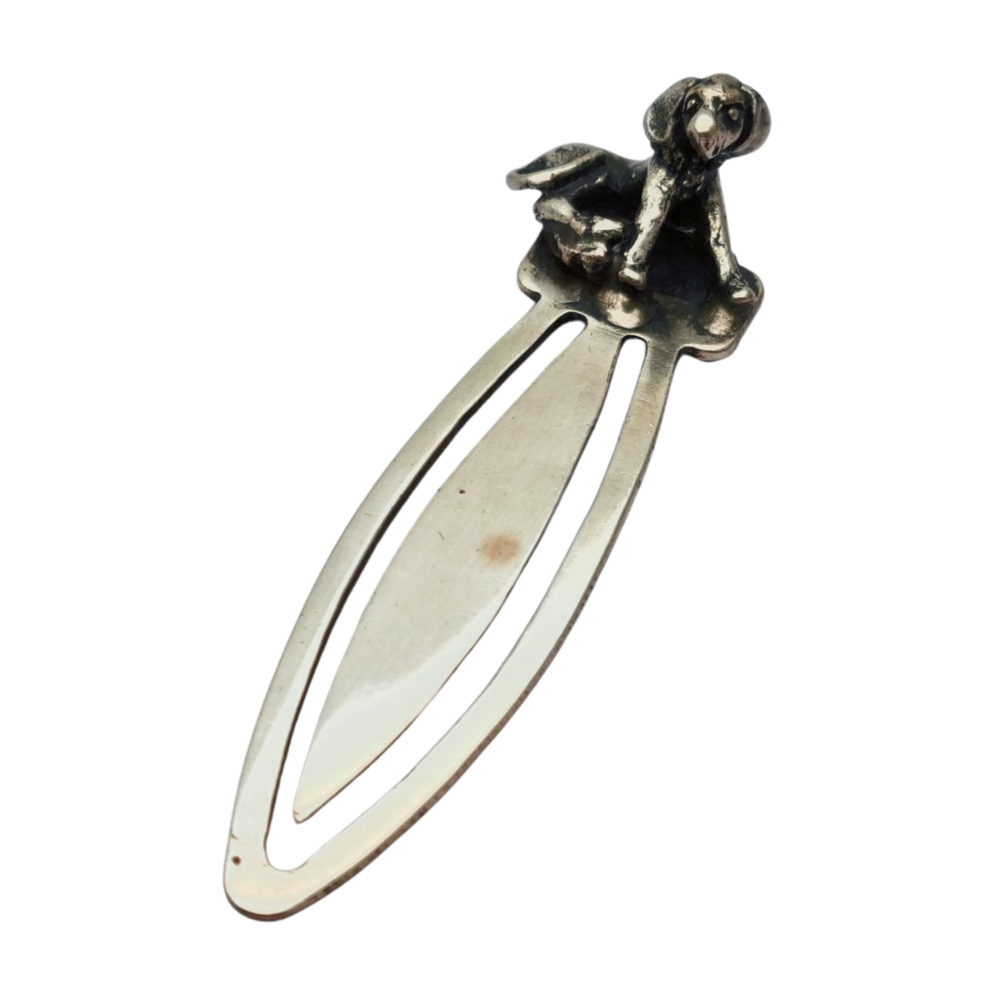 Marcapáginas en plata 925 con figura de perro, Italia siglo XX